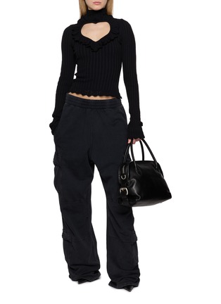 Figure View - Click To Enlarge - BALENCIAGA - Long Sleeve Heart Cutout Turtleneck Ribbed Knit Top