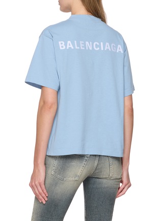 Back View - Click To Enlarge - BALENCIAGA - Back Logo Embroidered Cotton T-Shirt