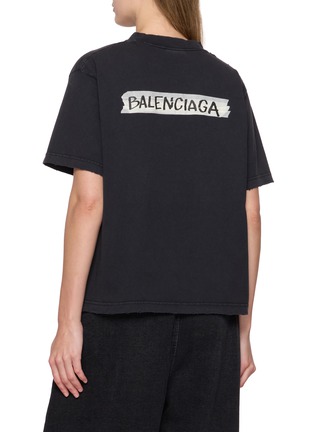 Back View - Click To Enlarge - BALENCIAGA - Masking Tape Logo Dry Jersey Cotton T-Shirt