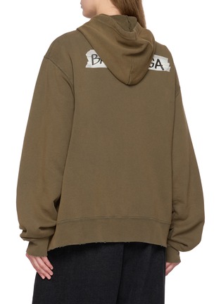 Back View - Click To Enlarge - BALENCIAGA - Oversized Masking Tape Graphic Cotton Zip Up Hoodie