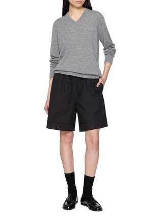 Figure View - Click To Enlarge - THE ROW - Emiliano Elasticated Drawstring Waist Cotton Shorts