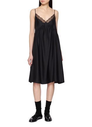 Figure View - Click To Enlarge - THE ROW - Barett Lace Trim Silk Dress