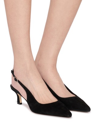 Figure View - Click To Enlarge - PEDDER RED - Sachi 55 Suede Slingback Pumps