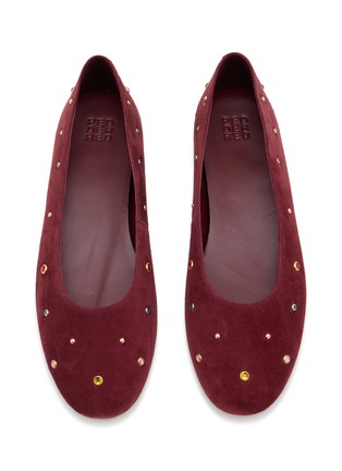 Detail View - Click To Enlarge - PEDDER RED - Rabbie Studded Suede Ballerina Flats