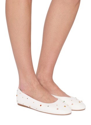 Figure View - Click To Enlarge - PEDDER RED - Rabbie Studded Suede Ballerina Flats