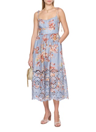 Figure View - Click To Enlarge - ZIMMERMANN - Awaken Picnic Linen Midi Dress