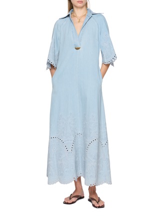 Figure View - Click To Enlarge - ZIMMERMANN - Daylight Light Wash Denim Midi Dress