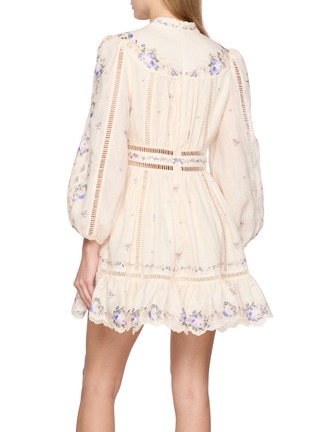 Back View - Click To Enlarge - ZIMMERMANN - Patience Plunge Linen Mini Dress
