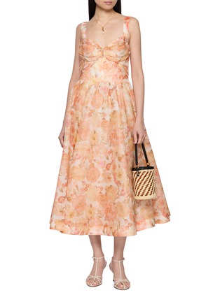 Figure View - Click To Enlarge - ZIMMERMANN - Rebellion Draped Silk Linen Midi Dress