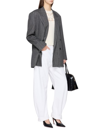 Figure View - Click To Enlarge - FRAME - The Lace Gathered Cashmere Knit Top