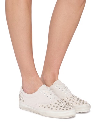 Figure View - Click To Enlarge - PEDDER RED - Nabil Studded Suede Women's Sneakers