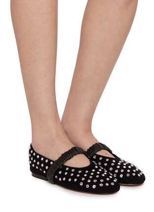 Figure View - Click To Enlarge - PEDDER RED - Bacca Suede Mary Jane Flats