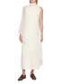 LA COLLECTION Detachable High Neck Asymmetrical Drape Maxi Dress