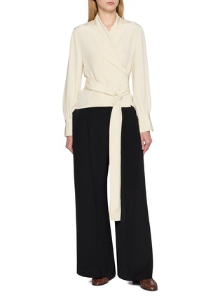 Main View - Click To Enlarge - LA COLLECTION - Wrap Front Tie Waist Blouse