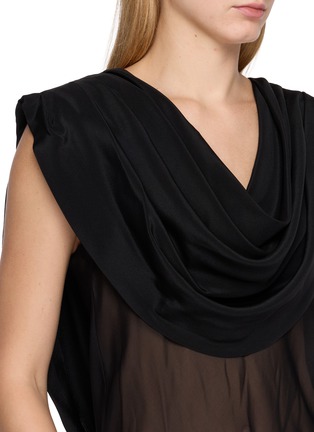  - LA COLLECTION - V-Neck Draped Sheer Top