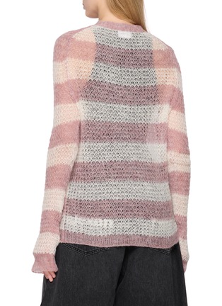 Back View - Click To Enlarge - WE11DONE - Striped V-Neck Knit Cardigan