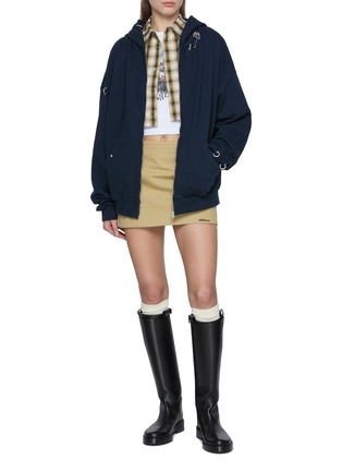 Figure View - Click To Enlarge - WE11DONE - Piercing Detail Zip Up Hoodie