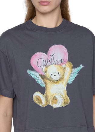  - WE11DONE - Cropped Angel Teddy Print Cotton T-Shirt
