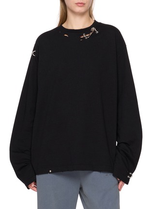 Main View - Click To Enlarge - WE11DONE - Piercing Detail Long Sleeve T-shirt