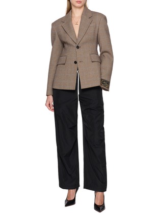 Figure View - Click To Enlarge - WE11DONE - Checkered Hourglass Sigle Breasted Blazer