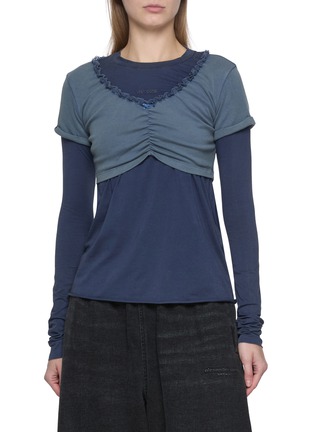 Main View - Click To Enlarge - WE11DONE - Long Sleeve Washed Layered Logo Top