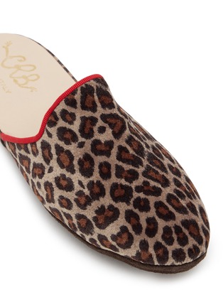 Detail View - Click To Enlarge - C.R.B. SHOES - Leopard Print Red Grosgrain Trim Slippers
