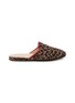 C.R.B. SHOES Leopard Print Red Grosgrain Trim Slippers