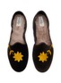 Detail View - Click To Enlarge - C.R.B. SHOES - Friulana Flower Embroidery Grosgrain Trim Slippers