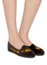 Figure View - Click To Enlarge - C.R.B. SHOES - Friulana Flower Embroidery Grosgrain Trim Slippers