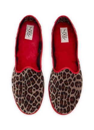 Detail View - Click To Enlarge - C.R.B. SHOES - Friulana Leopard Print Fur Insole Grosgrain Trim Slippers