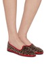 Figure View - Click To Enlarge - C.R.B. SHOES - Friulana Leopard Print Fur Insole Grosgrain Trim Slippers