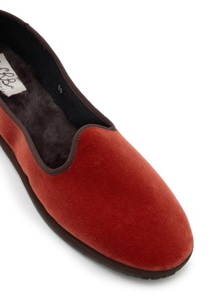 Detail View - Click To Enlarge - C.R.B. SHOES - Friulana Fur Insole Grosgrain Trim Slippers