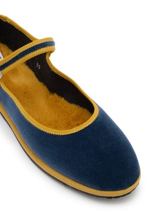 Detail View - Click To Enlarge - C.R.B. SHOES - Fur Insole Grosgrain Trim Mary Jane Flats