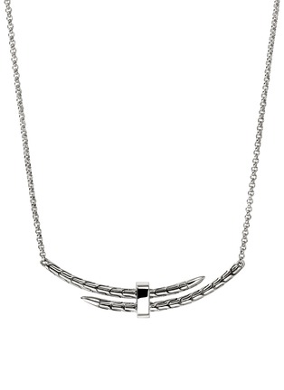 Detail View - Click To Enlarge - JOHN HARDY - Spear Sterling Silver Diamond Pave Rolo Chain Station Necklace — Size 16-18