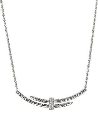 Main View - Click To Enlarge - JOHN HARDY - Spear Sterling Silver Diamond Pave Rolo Chain Station Necklace — Size 16-18