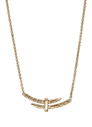 Detail View - Click To Enlarge - JOHN HARDY - Spear 14K Gold Diamond Pave Rolo Chain Station Necklace — Size 16-18