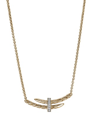 Main View - Click To Enlarge - JOHN HARDY - Spear 14K Gold Diamond Pave Rolo Chain Station Necklace — Size 16-18