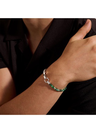  - JOHN HARDY - Heishi Sterling Silver Malachite Green Quartz Aventurine Chrysoprase Emerald Beaded Bracelet — Size UM