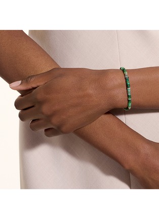  - JOHN HARDY - Heishi Sterling Silver Malachite Green Quartz Aventurine Chrysoprase Emerald Beaded Bracelet — Size US