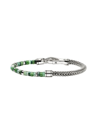 Detail View - Click To Enlarge - JOHN HARDY - Heishi Sterling Silver Malachite Green Quartz Aventurine Chrysoprase Emerald Beaded Bracelet — Size US