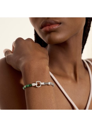  - JOHN HARDY - Heishi Sterling Silver Malachite Green Quartz Aventurine Chrysoprase Emerald Beaded Bracelet — Size US