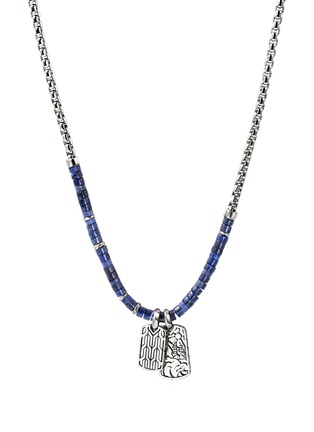 Detail View - Click To Enlarge - JOHN HARDY - Heishi Sterling Silver Lapis Lazuli Box Chain Tag Pendant Necklace — Size 22