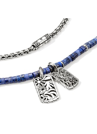  - JOHN HARDY - Heishi Sterling Silver Lapis Lazuli Box Chain Tag Pendant Necklace — Size 22