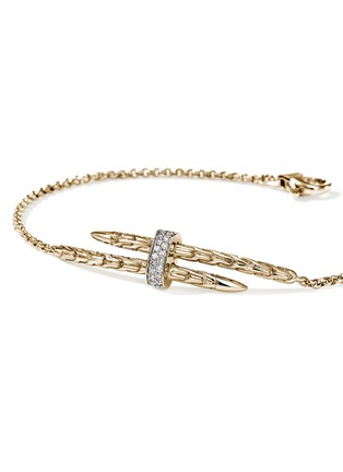 Detail View - Click To Enlarge - JOHN HARDY - Spear 14K Gold Diamond Pave Rolo Chain Station Bracelet — Size UM