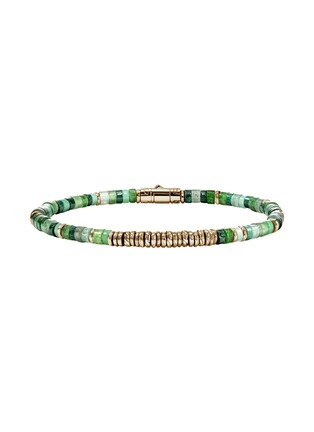 Detail View - Click To Enlarge - JOHN HARDY - Heishi 14K Gold Malachite Green Quartz Aventurine Chrysoprase Emerald Beaded Bracelet — Size UM