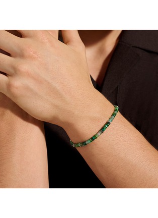  - JOHN HARDY - Heishi Sterling Silver Malachite Green Quartz Aventurine Chrysoprase Emerald Beaded Bracelet — Size UM