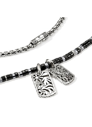  - JOHN HARDY - Heishi Sterling Silver Onyx Hematite Box Chain Tag Pendant Necklace — Size 22