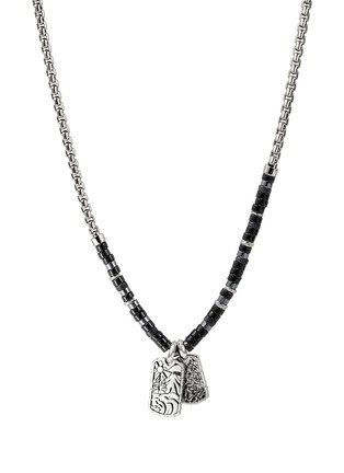 Main View - Click To Enlarge - JOHN HARDY - Heishi Sterling Silver Onyx Hematite Box Chain Tag Pendant Necklace — Size 22