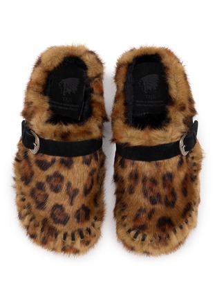 Detail View - Click To Enlarge - TAJI SHOES - Thais Leopard Eco Fur Clogs