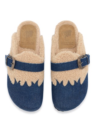 Detail View - Click To Enlarge - TAJI SHOES - Sabit Camper Shearling Denim Clogs